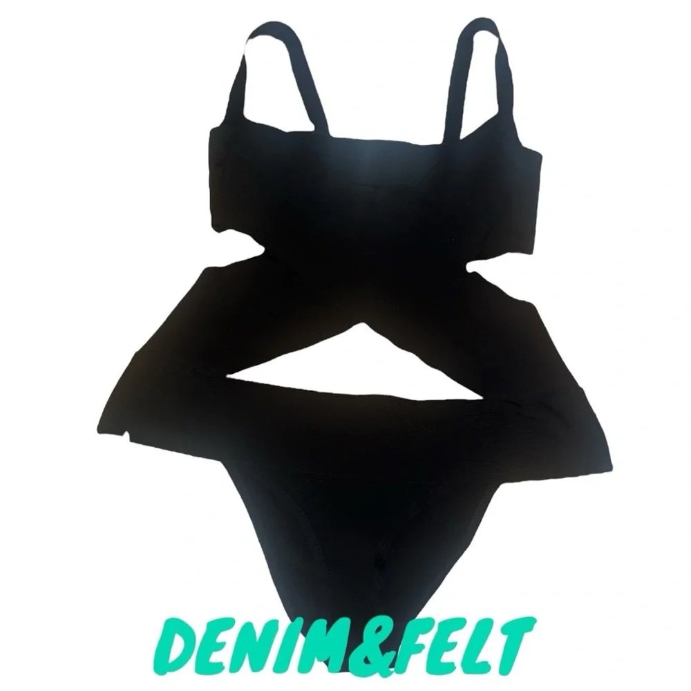 SKIMS Women's Knit Beachwear Bandage Monokini One Piece | Color: Onyx | NEW/NWT!
